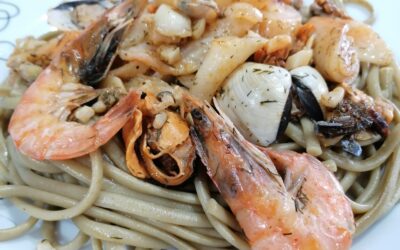 Massa Linguine Al Pesto com Mariscos